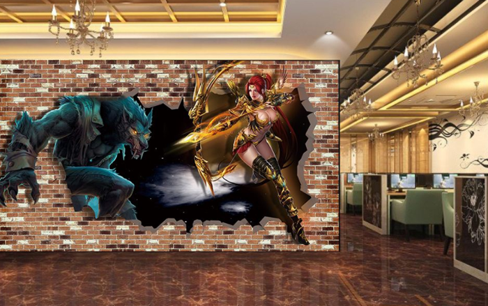 主題網咖墻面裝飾效果圖