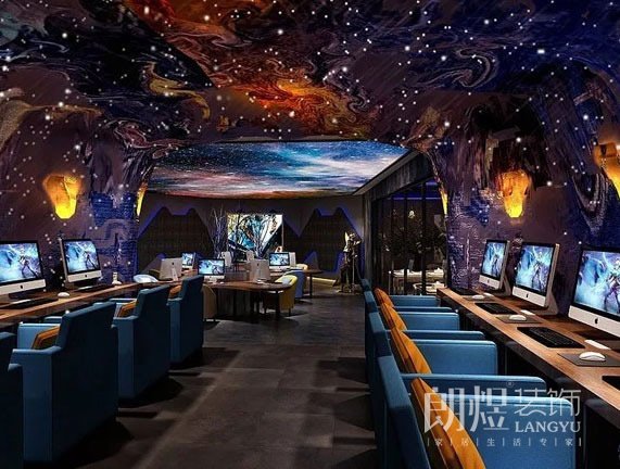 電競網(wǎng)咖裝修設(shè)計大廳效果圖2