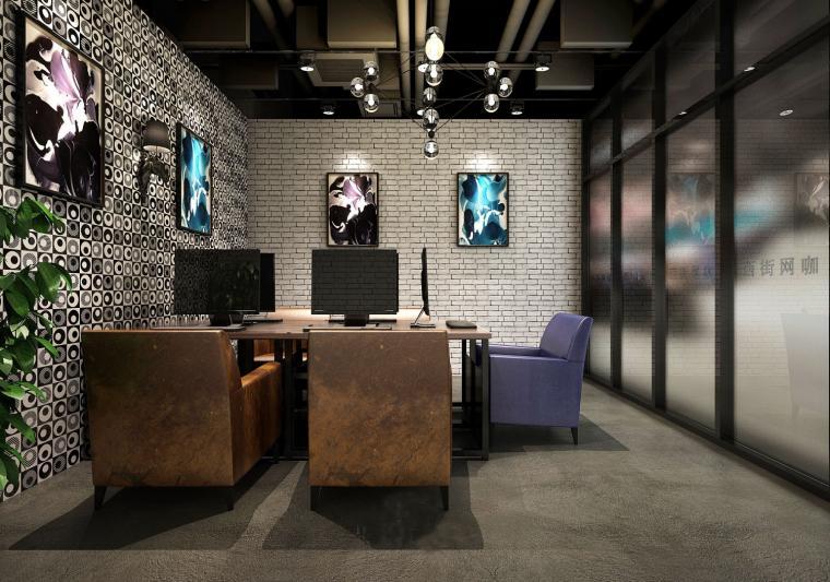 復古網咖競技區裝修設計效果圖 